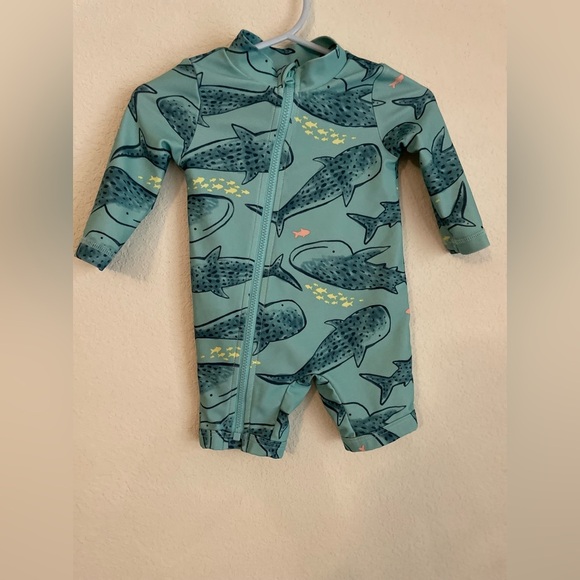 Carter's Green and Blue whale pattern One Piece Swim size 3M - Picture 3 of 4